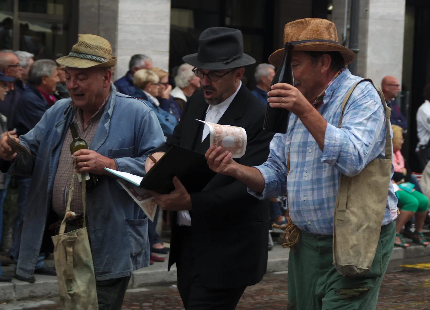 Costumed characters in the parade of the Festival delle Sagre in Asti, 2017
